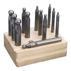 Doming Punch Steel Set Of 12 With Wooden Stand